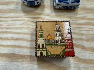 Porcelain Figures made in USSR and Painted Wooden Case made in USSR