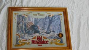 lot 28 image: Old Milwaukee The Wild Turkey Framed Mirror - Mirror 6 in a Series of 8 (Lots 23 - 30)