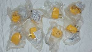 lot 39 image: Plg Elec 125Vac 15A 2P 3Wire Cooper Wiring Cord Ends-Male 220v 4867AN-BOX Yellow (8)