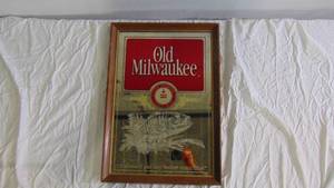 lot 58 image: Old Milwaukee Mirror Wall Deco -  26 14 x 18 14