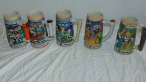 lot 60 image: 5 Piece Lot of Budweiser Sports Series Beer Steins