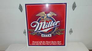 lot 4A image: Large Miller Beer Tin Sign - 40 x 36