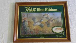 lot 80 image: Pabst Blue Ribbon Upland Birds Bobwhite  Mirror Wall Decor - 16 x 20 12