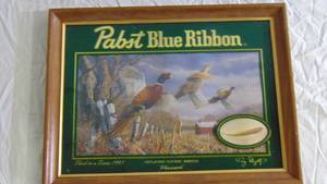 lot 81 image: Pabst Blue Ribbon Upland Birds Pheasants Mirror Wall Decor - 16 x 20 12