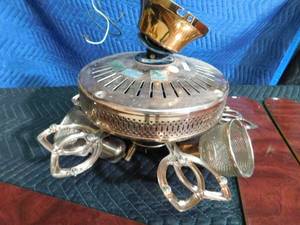 lot 206 image: Copper color ceiling fan light with adjustable lights and wood grain blades