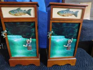 lot 212 image: 2 Fish scenery solid wood cabinets