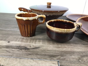 lot 193 image: Lot of Brown Dip Glaze Pottery Dishes
