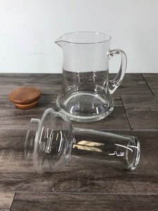 lot 341 image: Vintage Double Blown Glass Carafe with Wood Lid