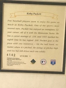 lot 419 image: 1996 Kirby Puckett Framed Print Done By Dick Bobnick