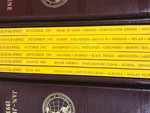 lot 454 image: Lot of National Geographic Magazines from 1930s, 1940s, 1950s, 1980s and 1990s