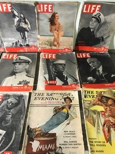 lot 461 image: Vintage Life & Saturday Evening Post Magazines from the 1940s