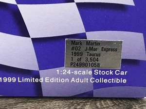 lot 481 image: 1999 Nascar Action Racing Collectibles Mark Martin #02  J-Mar Express 124 scale die cast stock car