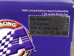 lot 484 image: 1999 Nascar Action Racing Collectibles Dale Earnhardt Jr. #3  Superman 124 scale die cast stock car