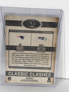 lot 498 image: 2016 Panini TOM BRADY & RUSSELL WILLSON Classic Clashes DUAL INSERT FOOTBALL CARD #16