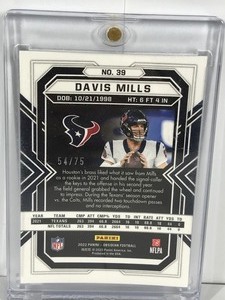 lot 503 image: 2022 Panini Obsidian Electric Etch Orange Davis Mills #39 Football Card - 54 out of 75