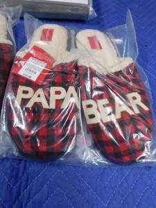 lot 294 image: 2 New prs of Papa Bear slippers and ironing board cover