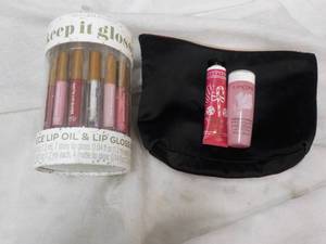 15 pc Lip Oil and Lip Gloss and Makeup Bag