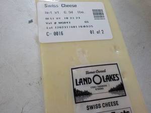 Swiss Cheese Refrigerated 6.94 lbs. Land O Lakes Best By 10232023