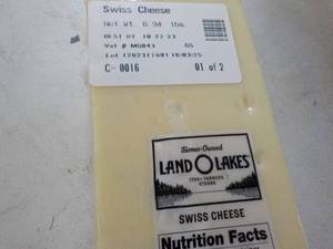 Swiss Cheese Refrigerated 6.94 lbs. Land O Lakes Best By 10232023
