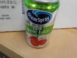 24 pack Ocean Spray Apple Juice 7.2 oz. cans Best By 09032023