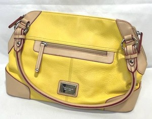 Tignanello Leather Handbag (YellowTan) with Magnetic Close (9 Tall x 15 Wide)