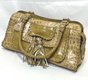 Madi Claire Leather Croc Embossed Handbag