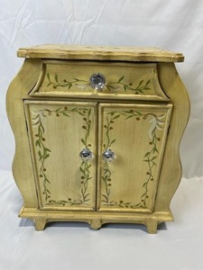 Decorative Hand Painted Wooden Jewelry Box  Vanity Cabinet (19 Tall x 17 Wide x 8 Deep) with Pendant