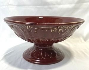 12 Decorative Home Interiors Footed Burgundy Bowl