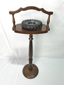 Vintage Tractor Tire Ash Tray with Wooden Stand (30.5 Tall)