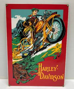 lot 174 image: Andy Rooney 1929 Harley-Davidson JD Porcelain Advertising Sign 11 12 x 16