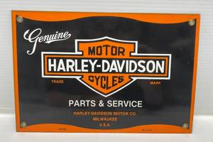 lot 180 image: Harley-Davidson Porcelain Advertising Sign 8 x 12 