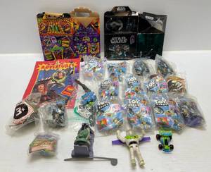 lot 208 image: Misc. Vintage Burger King Toys  Including Toy Story Most (NIB),  1996 Taco Bell Star Wars Box & More