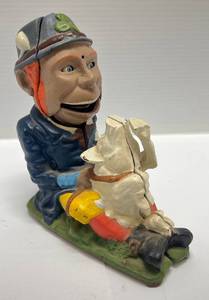 lot 227 image: Vintage Book Of Knowledge Cast-Iron Mechanical Bank, Patty And The Pig 7 12T x 6 12W (Great Condition For Its Age)