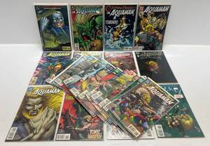 lot 294 image: Misc. Comics Including Aquaman And More (In Protecive Sleeves On Card)