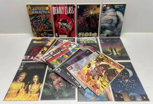 lot 301 image: Misc. Comics Including Battlestar Galactica And More (In Protecive Sleeves On Card)