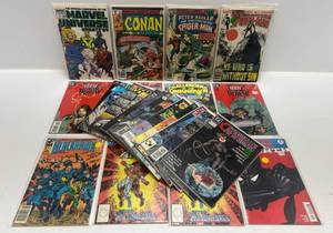 lot 314 image: Misc. Comics Including 40 Cent Spiderman And More (In Protecive Sleeves On Card)