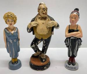 lot 64 image: Vintage 1950s-60s Chalk Statues Father 10, Daughter 9, Maggie 9 12