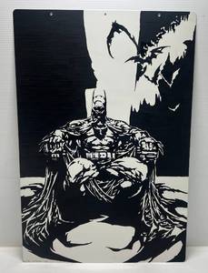 lot 331 image: 24 x 35 Metal Panel With Batman Painting Signed Hellstorm 07