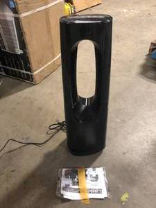 Lasko Bladeless 1500W 28 in. Black Electric Oscillating Tower Ceramic Space Heater with Remote Control and Digital Display Customer Returns See Pictures