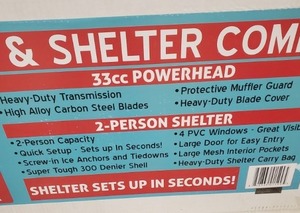 lot 39 image: Thunder Bay Brand Ice Fishing Combo Package With Ice Shelter and Auger