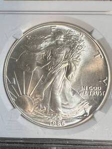 1986 AMERICAN SILVER EAGLE NGC MS69