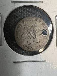 1852 US 3 CENT SILVER