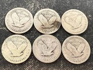 GROUP OF 6 US STANDING LIBERTY QUARTERS