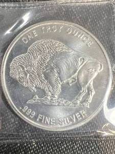 1 TROY OZ .999 FINE SILVER BUFFALO INDIAN ROUND