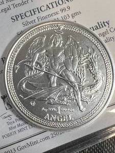 1 TROY OZ .999 FINE SILVER ANGEL ROUND UNC