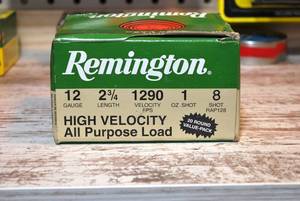 Remington 12ga high-velocity all-purpose target shells 2.75 8-shot 20 shells