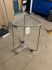 lot 24 image: Stainless Steel Laundry Hamper, Pair of McKesson Crutches, Detecto Mechanical Weighing Scale, and 4-Ram I.V. Pole