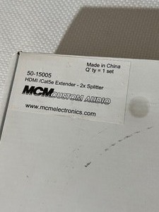 lot 71 image: MCM Custom Audio HDMI Cat5e Extender 50-15005 - 2x Splitter - Looks New Open Box