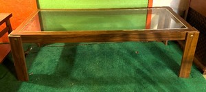 lot 70 image: Vintage Wooden Coffee Table with Glass Top