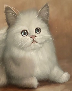 lot 73 image: Vintage Cat Painting by H. King